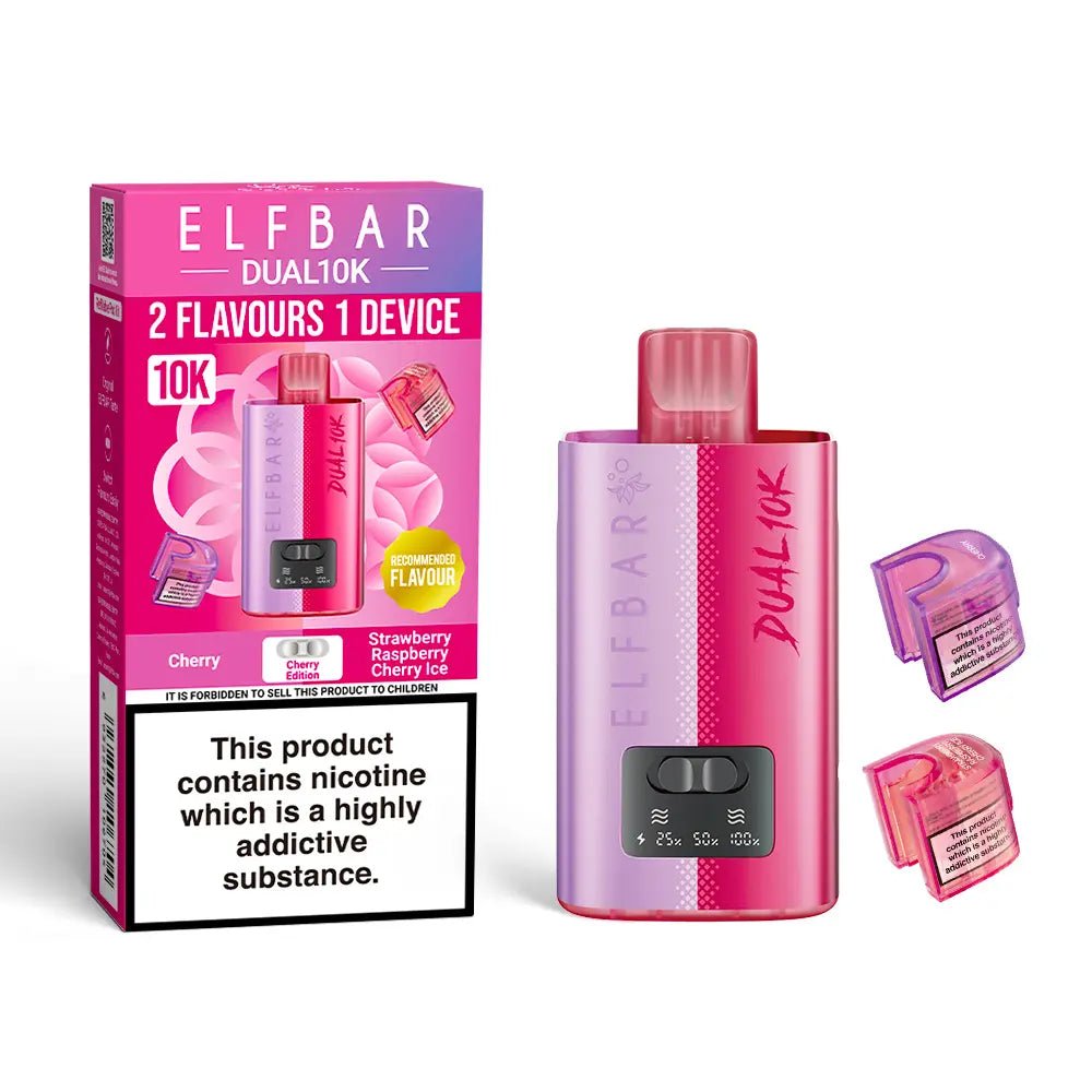 Buy Elf Bar Dual 10K Prefilled Pod Vape 2 in 1 (Pack of 5) - Cherry Edition
