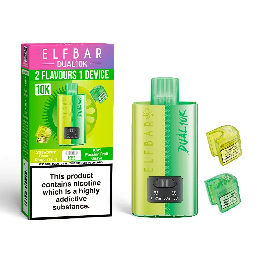 Buy Elf Bar Dual 10K Prefilled Pod Vape 2 in 1 (Pack of 5) - Green Edition