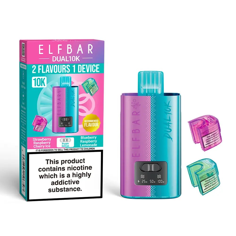 Buy Elf Bar Dual 10K Prefilled Pod Vape 2 in 1 (Pack of 5) - Purple Edition