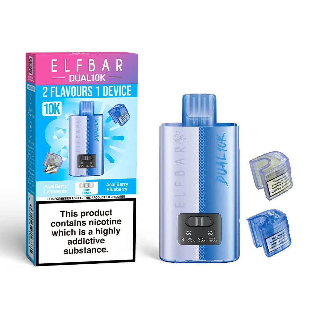 Buy Elf Bar Dual 10K Prefilled Pod Vape 2 in 1 (Pack of 5) - Blue Edition