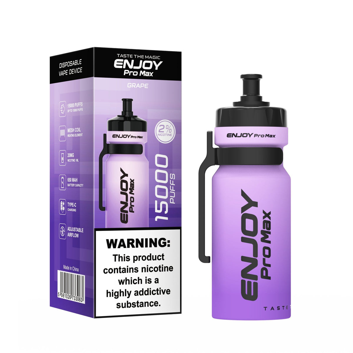 Buy Enjoy Pro Max 15000 Puffs Disposable Vape Device Box of 10 - Grape