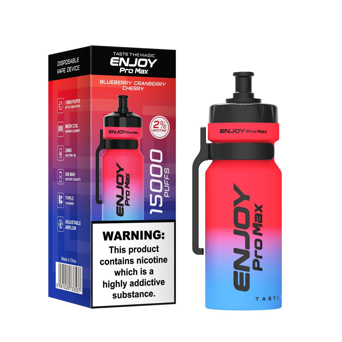 Buy Enjoy Pro Max 15000 Puffs Disposable Vape Device Box of 10 - Blueberry Cherry Cranberry