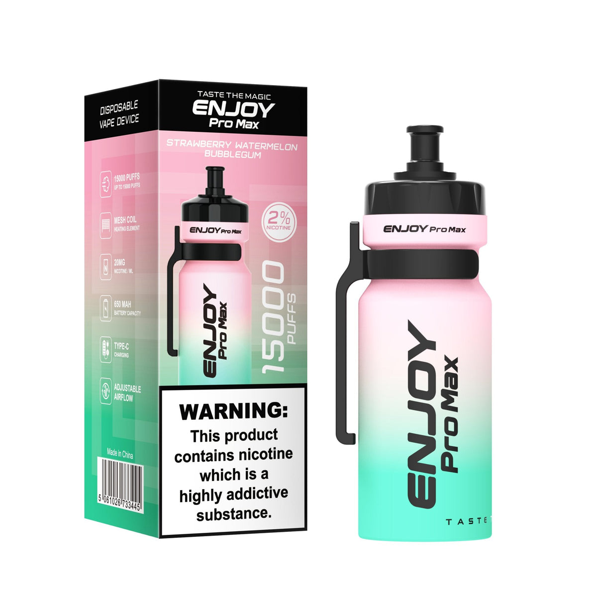 Buy Enjoy Pro Max 15000 Puffs Disposable Vape Device Box of 10 - Strawberry Watermelon Bubblegum