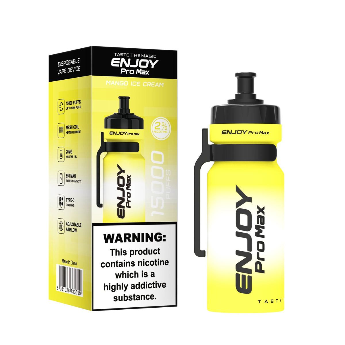 Buy Enjoy Pro Max 15000 Puffs Disposable Vape Device Box of 10 - Mango Ice Cream