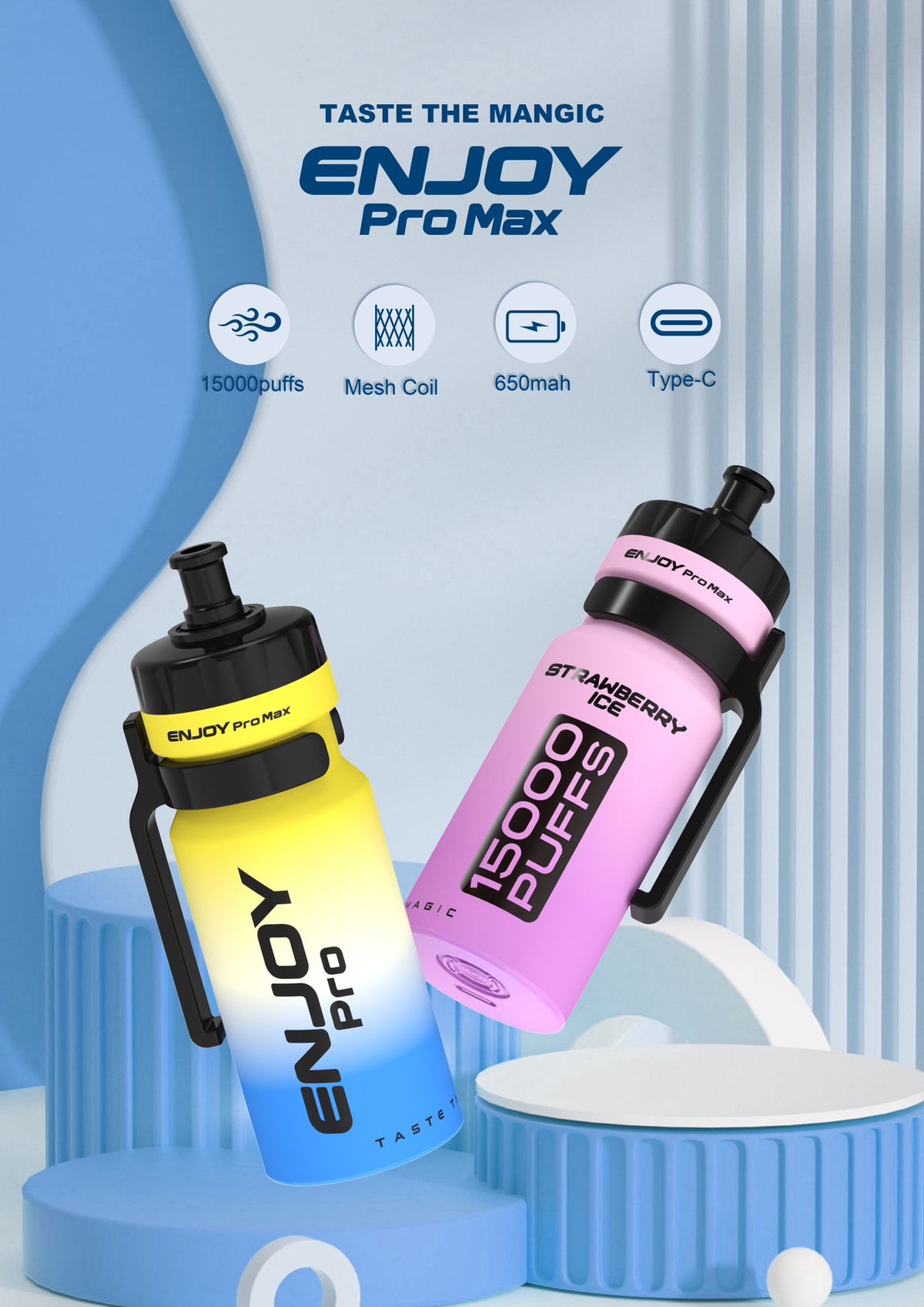 Enjoy Pro Max 9000 Prefilled Vape Kit Box of 10 - Strawberry Watermelon Bubblegum