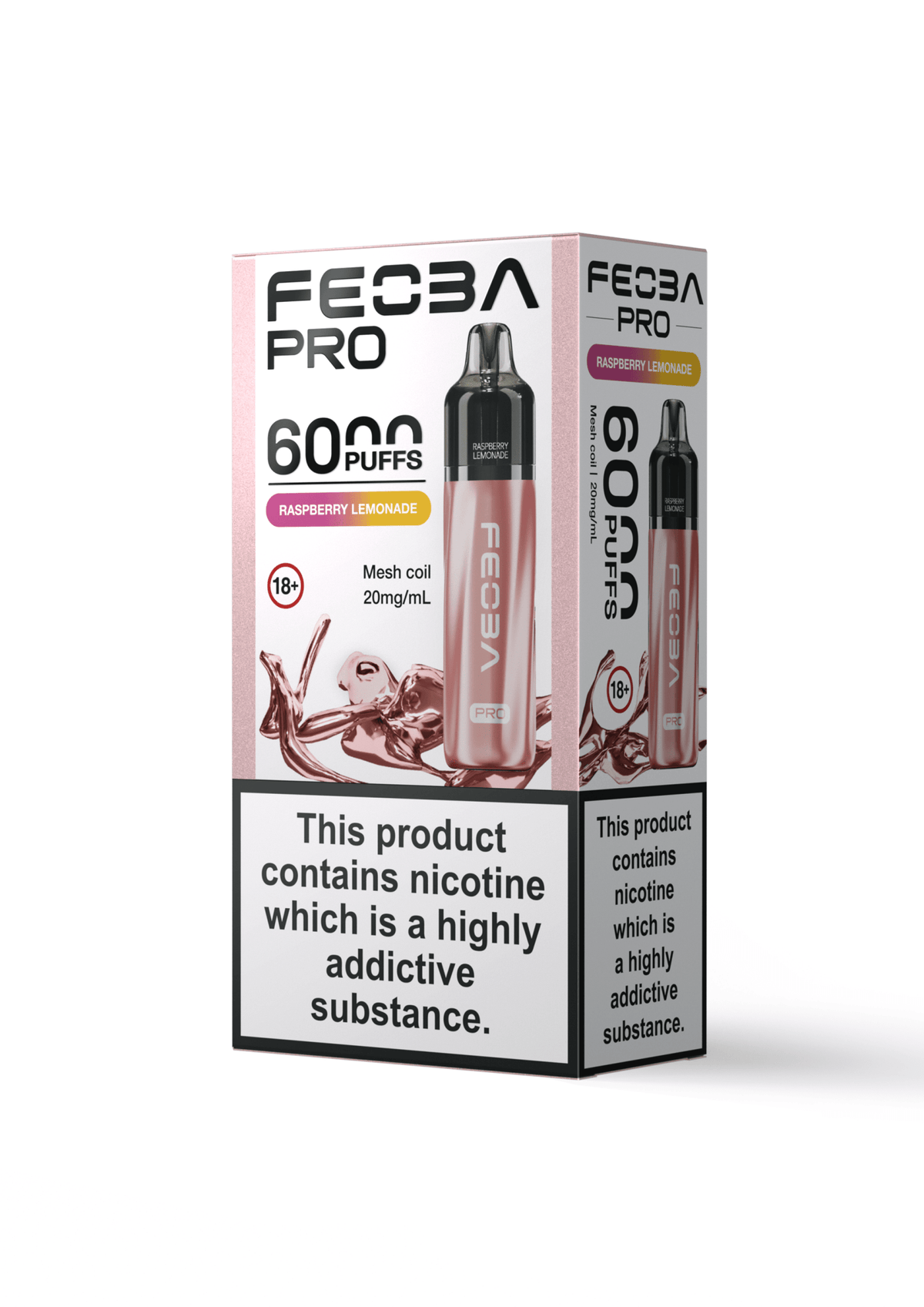 Buy Feoba Pro 6000 Prefilled Vape Box of 5 - Raspberry Lemonade