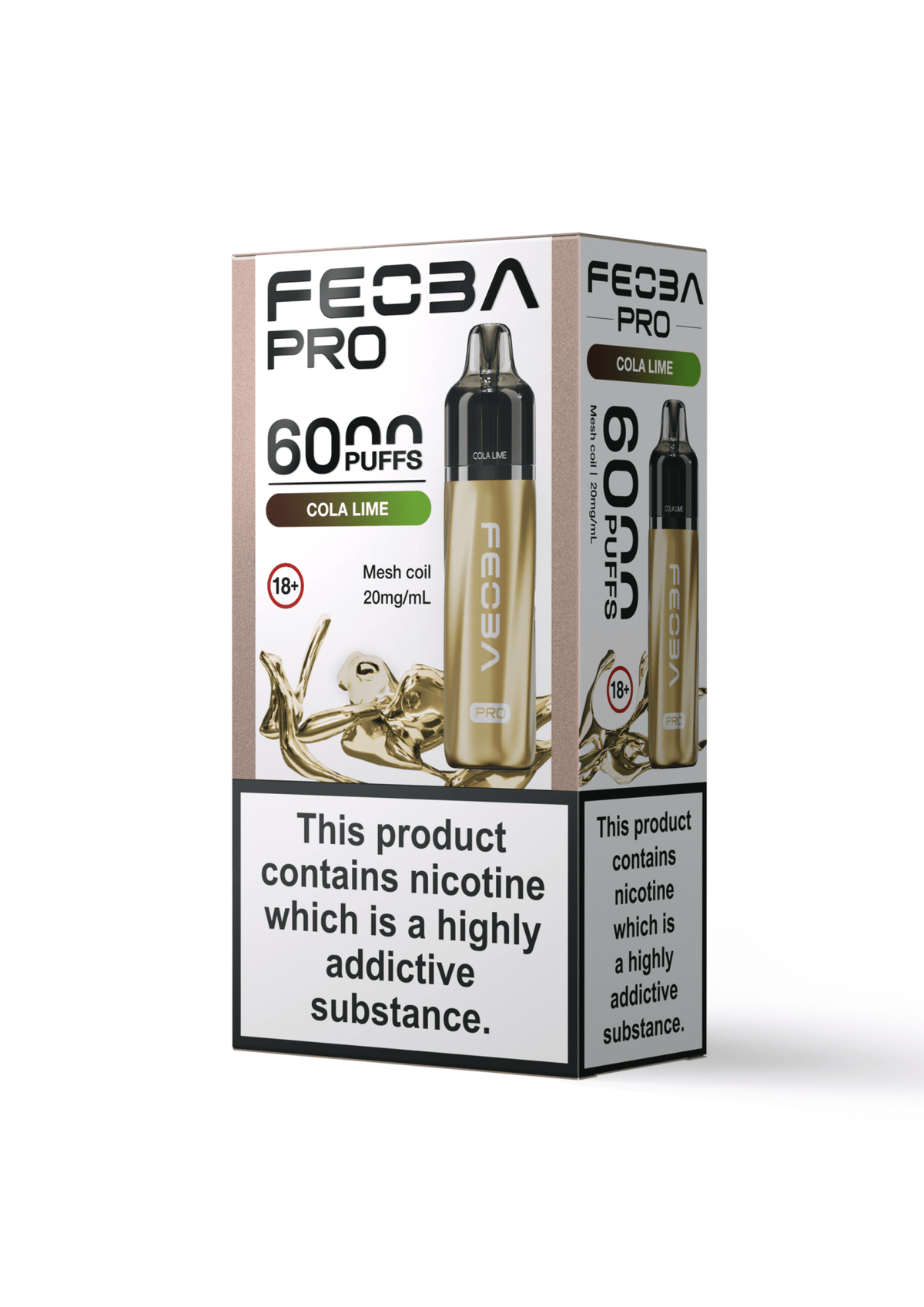 Buy Feoba Pro 6000 Prefilled Vape Box of 5 - Cola Lime
