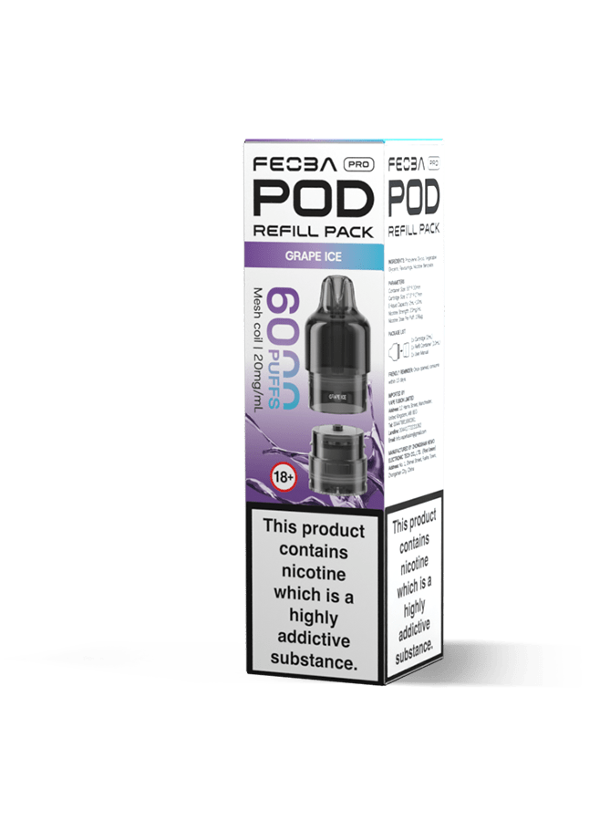 Buy Feoba Pro 6000 Replacement Pods Box of 5 - Grape Ice