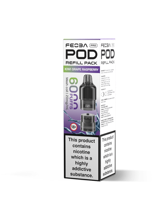Buy Feoba Pro 6000 Replacement Pods Box of 5 - Kiwi Grape Raspberry