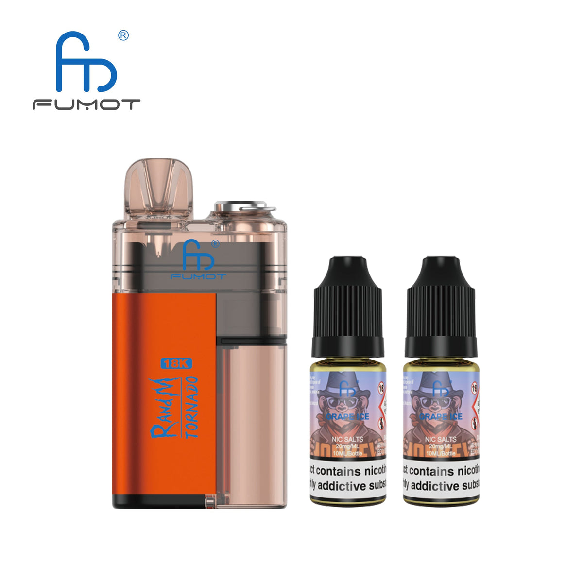 Buy Fumot RandM Tornado 18000 Disposable Vape Box of 5 - Grape Ice