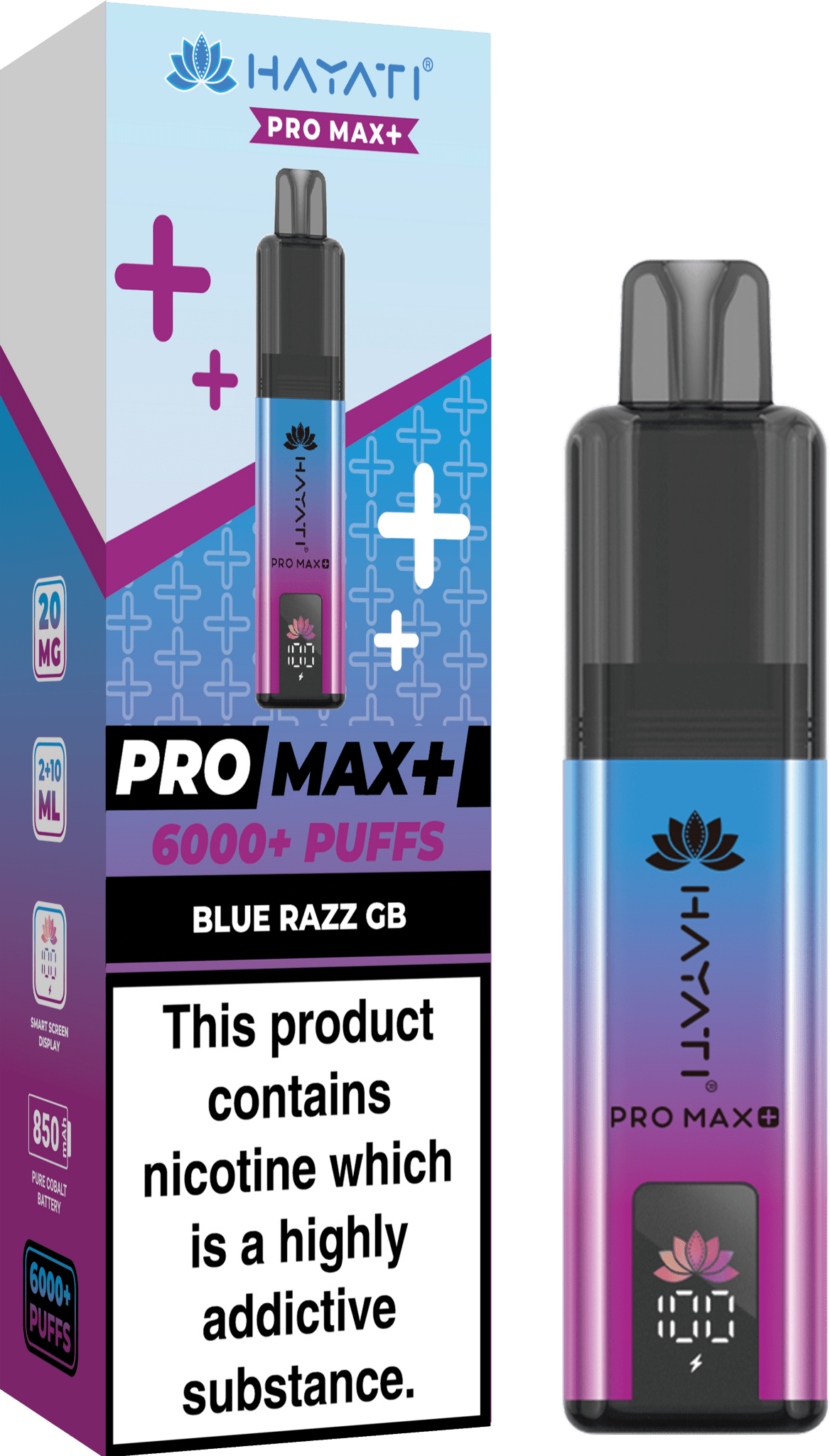 Buy Hayati Pro Max+ 6000 Vape Kit Box of 5 - Blue Razz GB