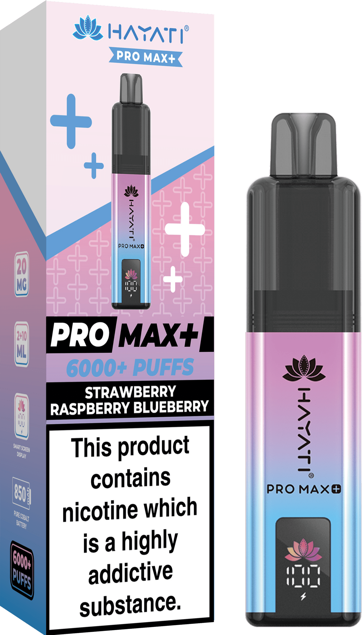 Buy Hayati Pro Max+ 6000 Vape Kit Box of 5 - Strawberry Raspberry Blueberry