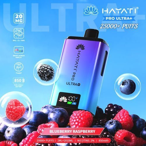 Buy Hayati Pro Ultra Plus 25k Prefilled Pod System Vape Kit Box of 5 - Blueberry Raspberry