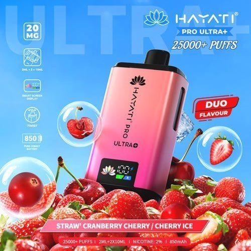 Buy Hayati Pro Ultra Plus 25k Prefilled Pod System Vape Kit Box of 5 - Strawberry Cranberry Cherry / Cherry Ice