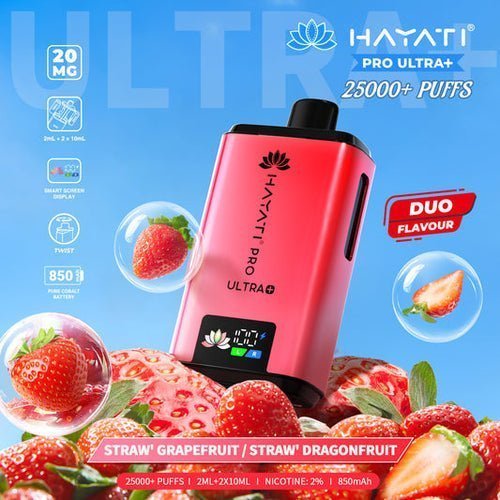 Buy Hayati Pro Ultra Plus 25k Prefilled Pod System Vape Kit Box of 5 - Straw Grapefruit / Straw Dragonfruit