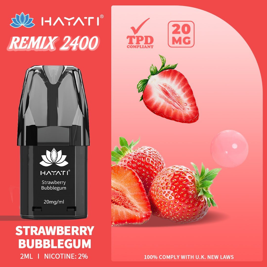 Buy Hayati Remix 2400 Puffs Replacement Pods - Strawberry Bubblegum