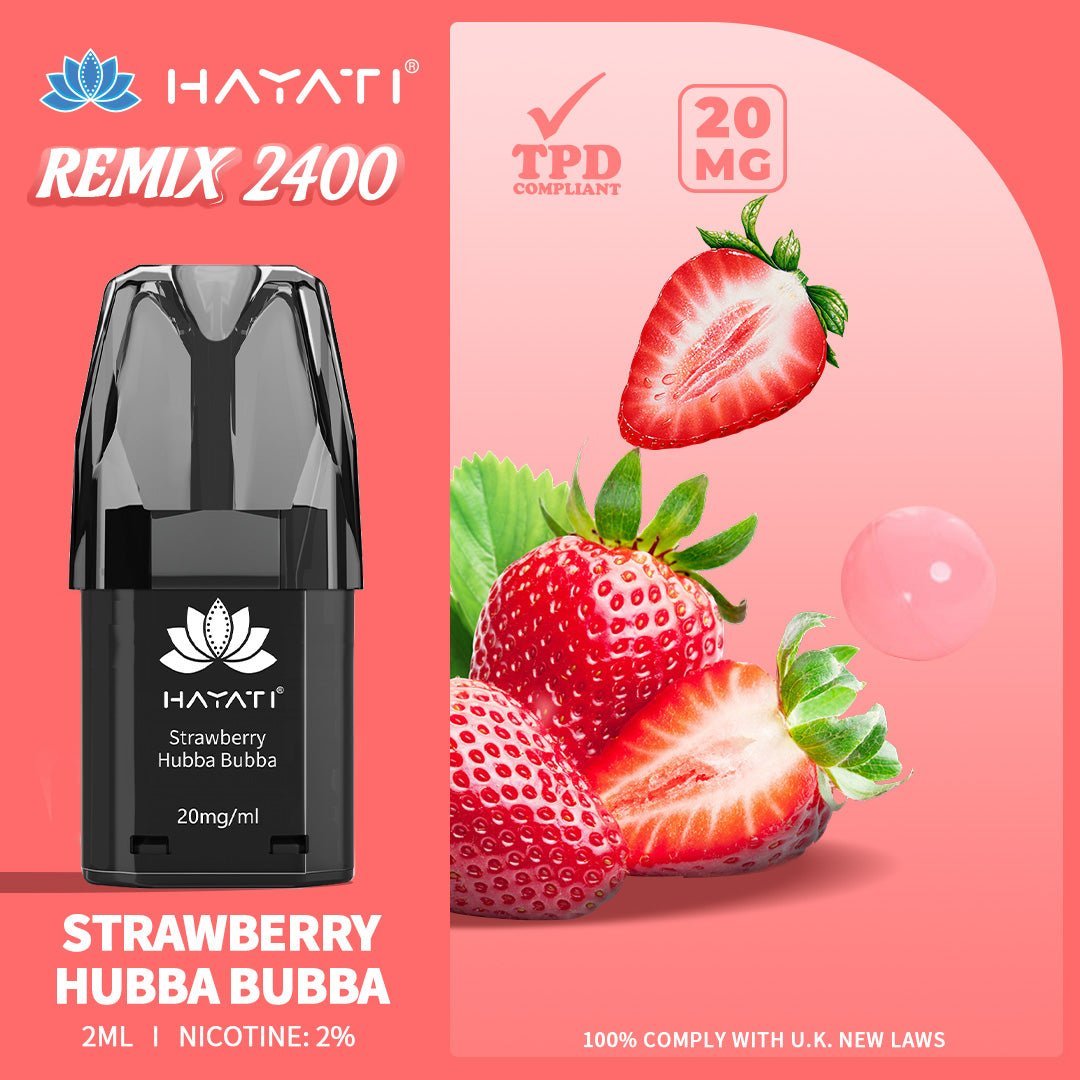 Buy Hayati Remix 2400 Puffs Replacement Pods - Strawberry Hubba Bubba