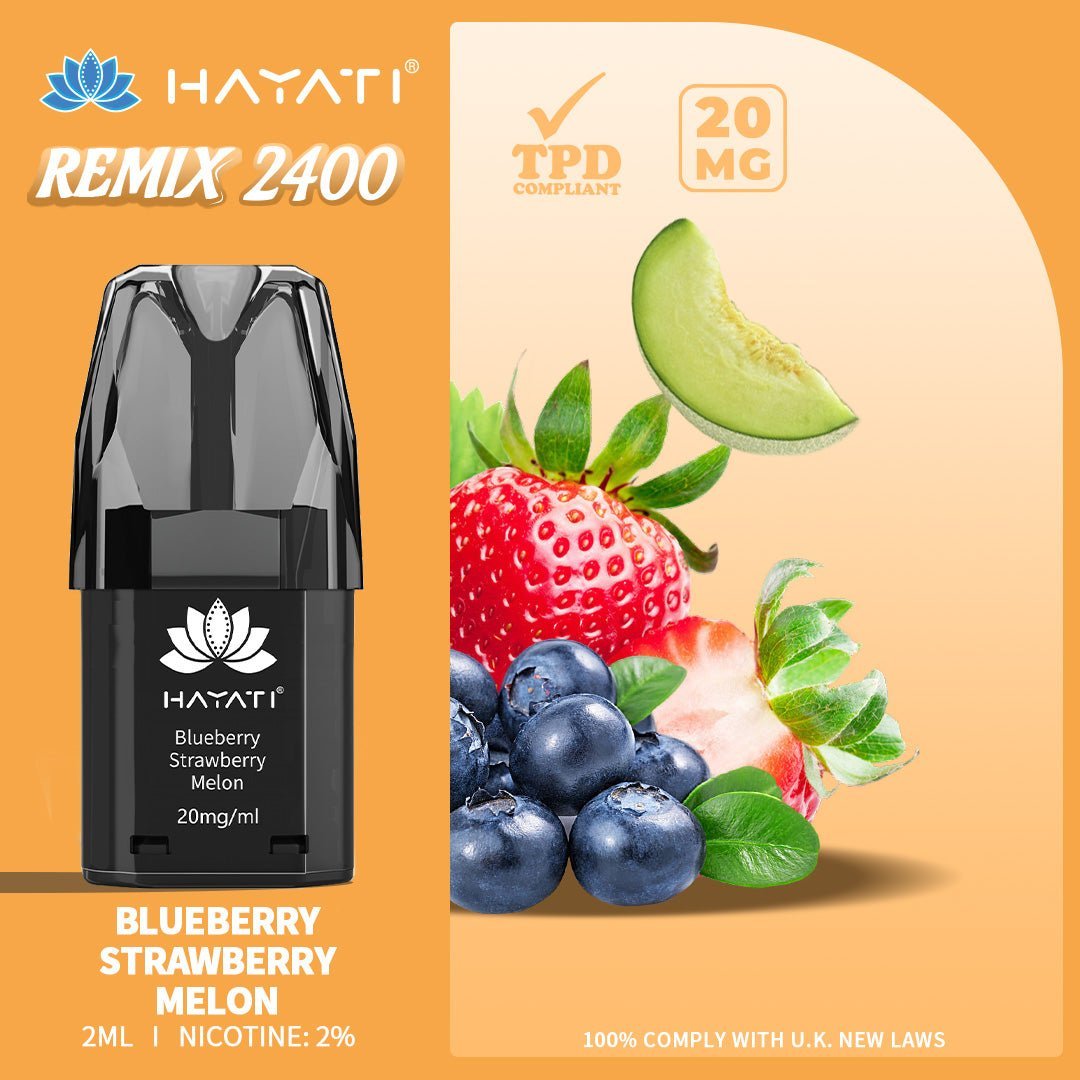 Buy Hayati Remix 2400 Puffs Replacement Pods - Blueberry Strawberry Melon