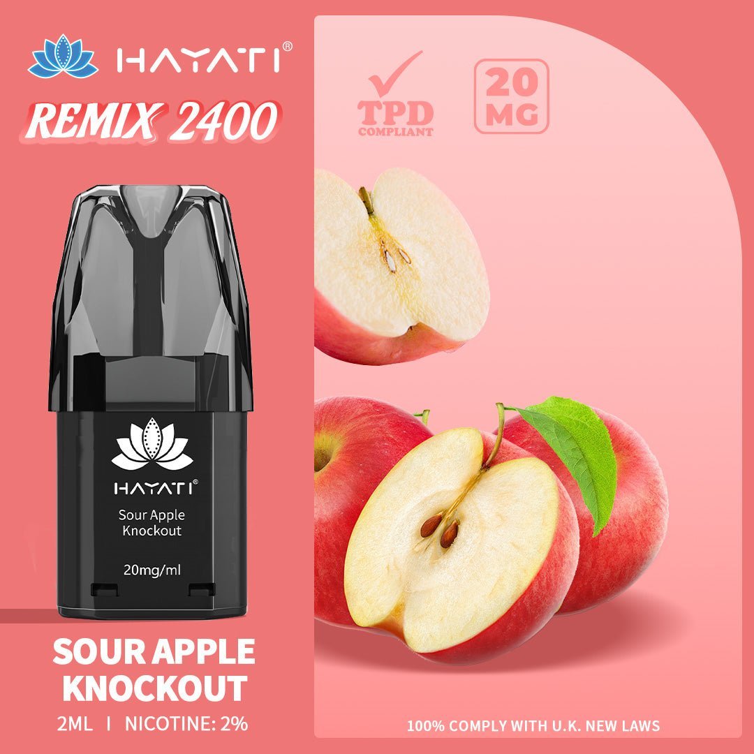 Buy Hayati Remix 2400 Puffs Replacement Pods - Sour Apple Knockout
