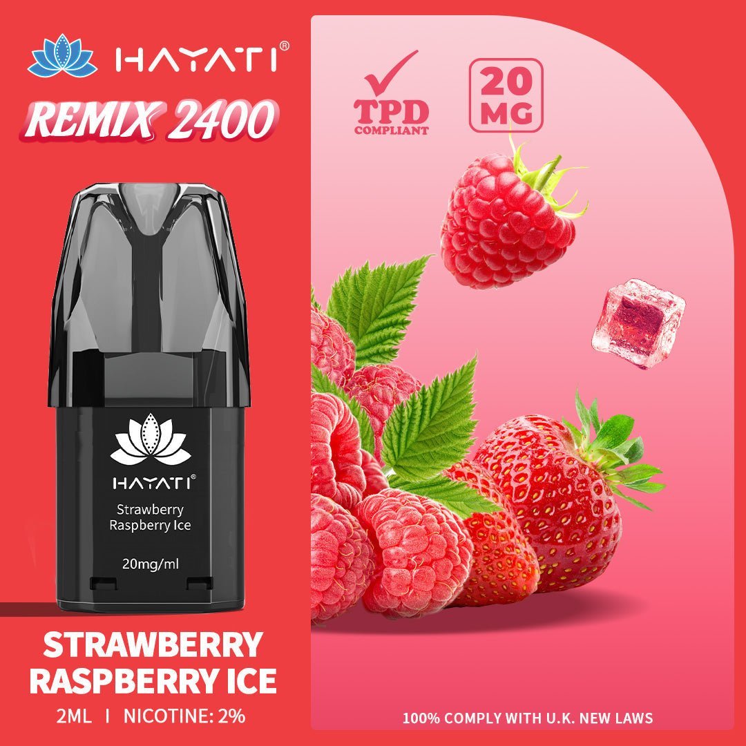 Buy Hayati Remix 2400 Puffs Replacement Pods - Strawberry Raspberry Ice
