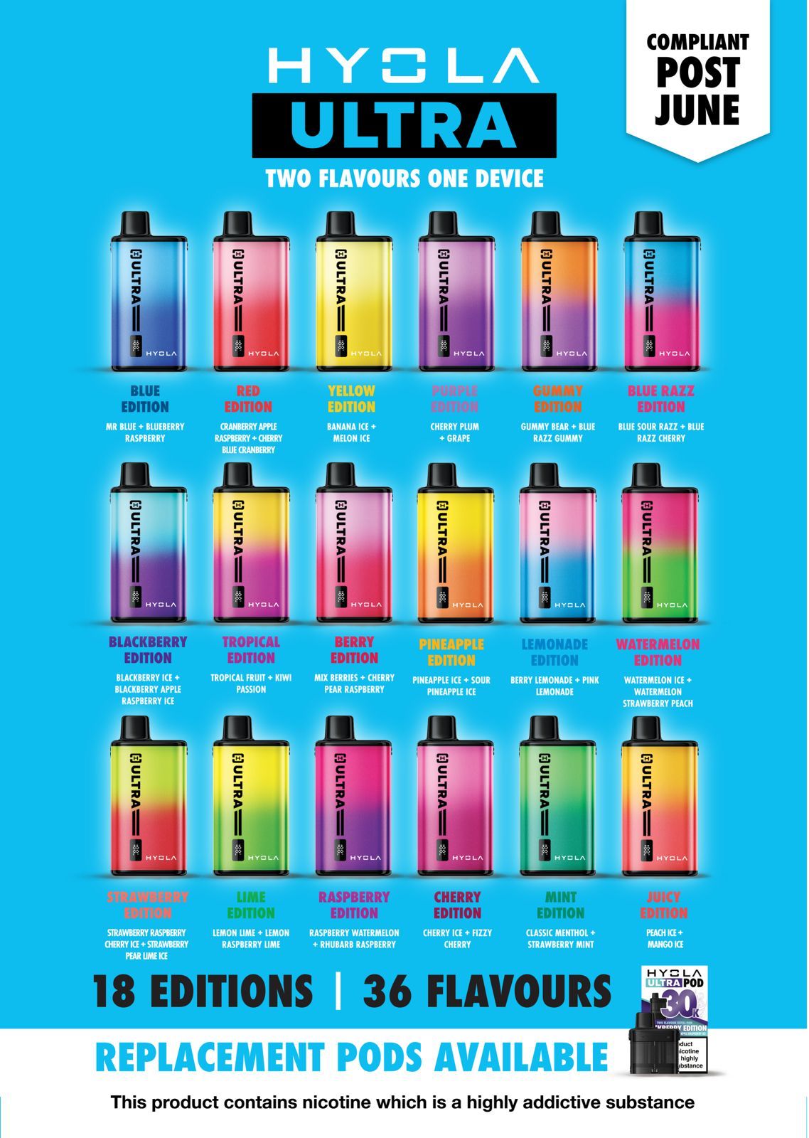 Buy Hyola Ultra 30k Prefilled Pod Vape Kit Pack of 5 - Yellow Edition