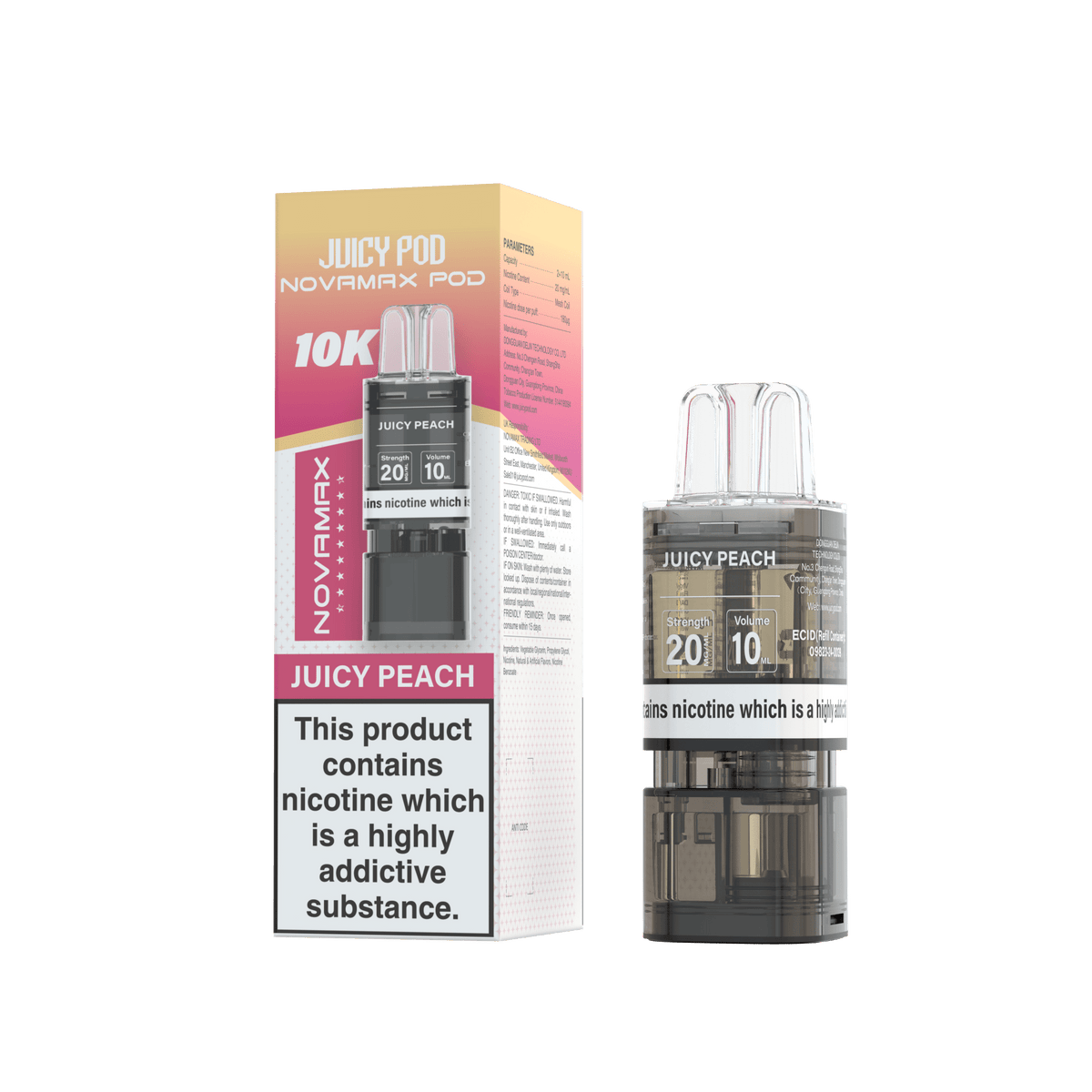 Buy Juicy Pod Novamax 10k Replacement Pods Pack of 5 - Juicy Peach