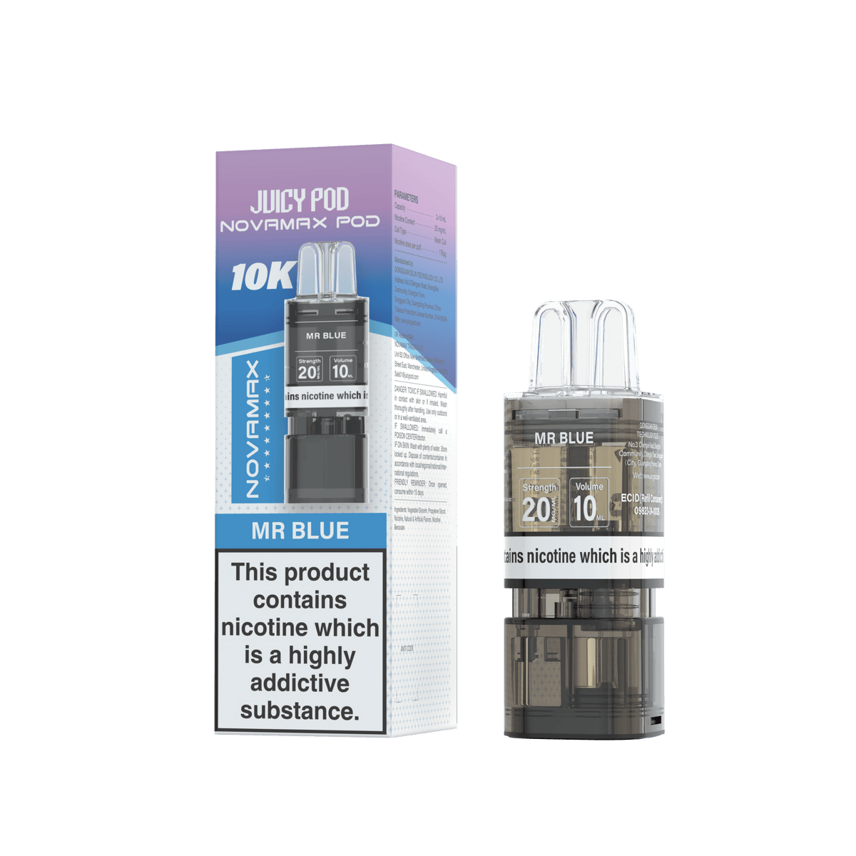 Buy Juicy Pod Novamax 10k Replacement Pods Pack of 5 - Mr Blue