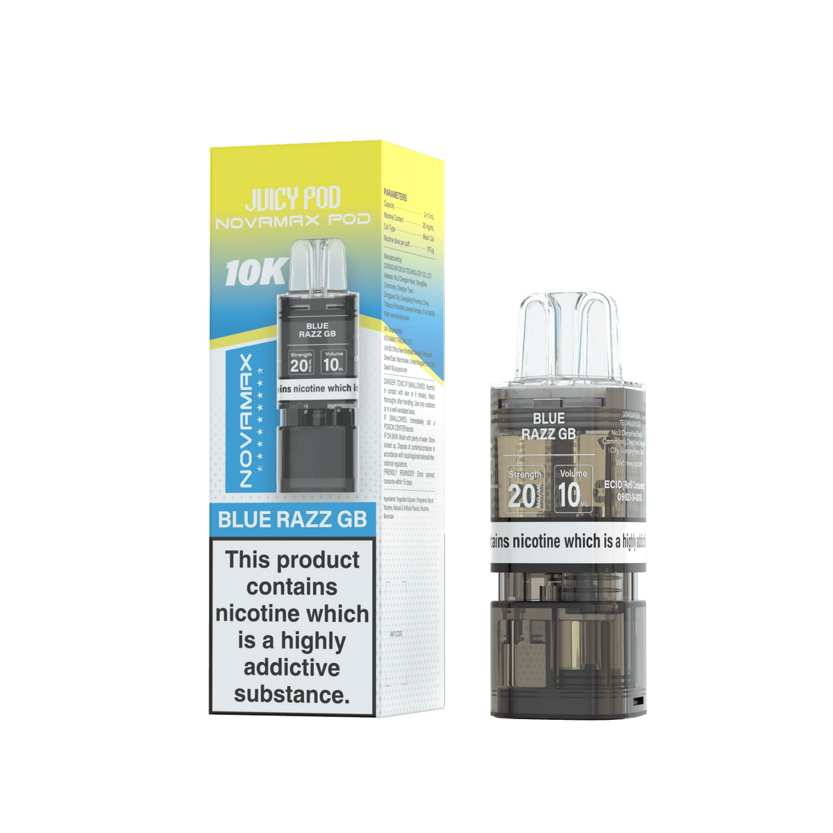 Buy Juicy Pod Novamax 10k Replacement Pods Pack of 5 - Blue Razz GB