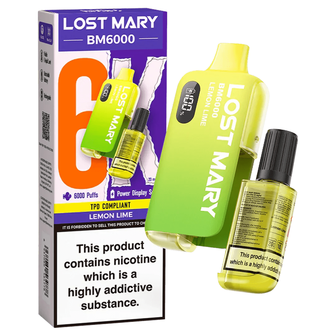 Buy Lost Mary BM6000 Prefilled Disposable Vape Kit Box of 5 - Lemon Lime