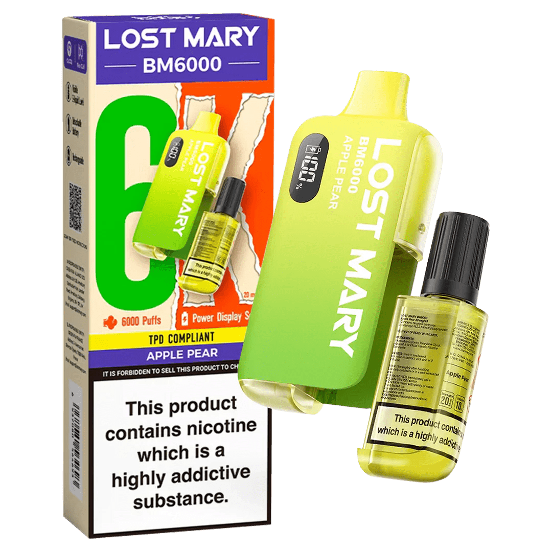 Buy Lost Mary BM6000 Prefilled Disposable Vape Kit Box of 5 - Apple Pear