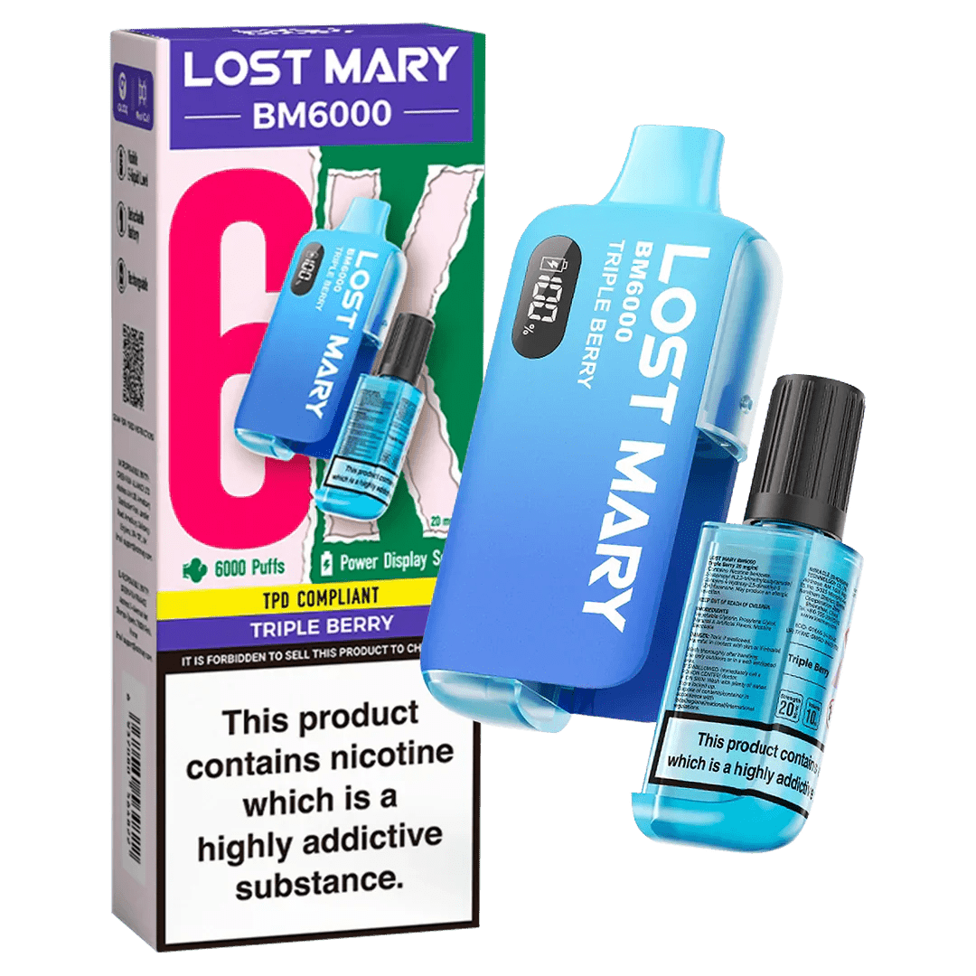 Buy Lost Mary BM6000 Prefilled Disposable Vape Kit Box of 5 - Triple Berry