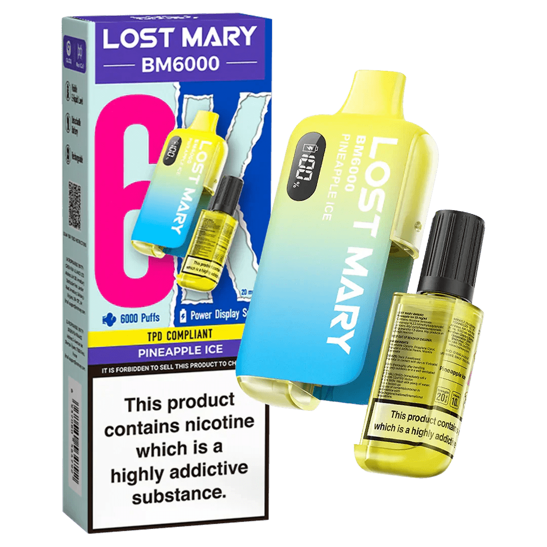 Buy Lost Mary BM6000 Prefilled Disposable Vape Kit Box of 5 - Pineapple Ice