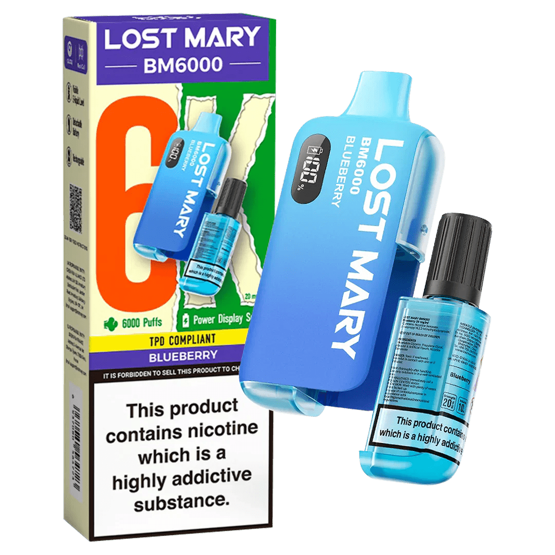 Buy Lost Mary BM6000 Prefilled Disposable Vape Kit Box of 5 - Blueberry