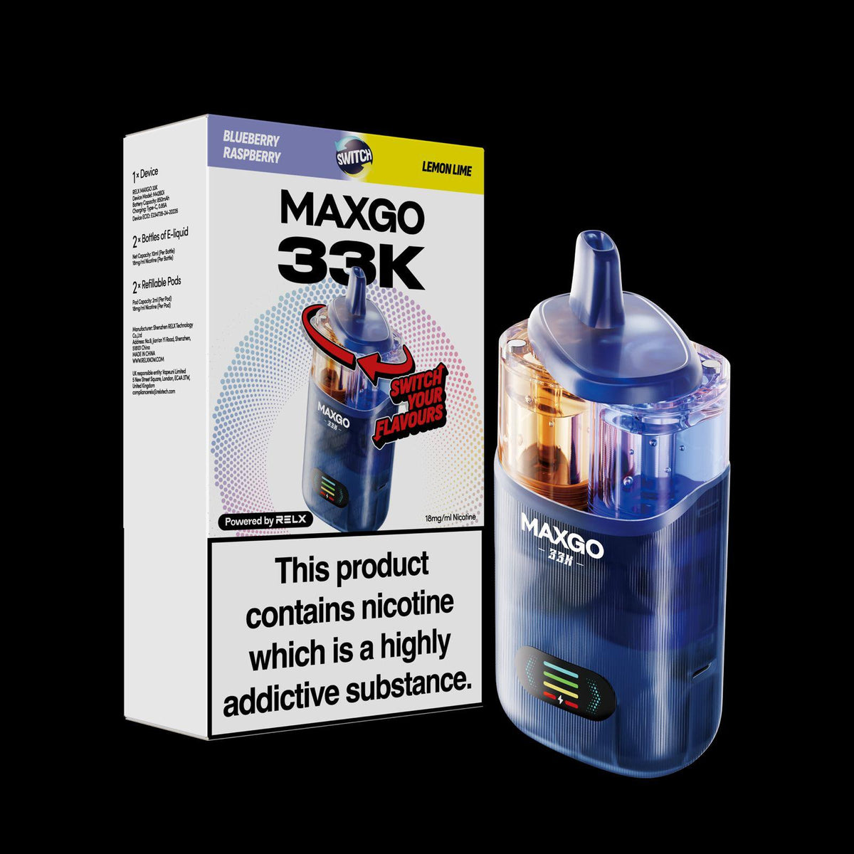 Buy MAXGO 33k Puffs Vape Kit Box of 3 - Lemon Lime + Blueberry Raspberry