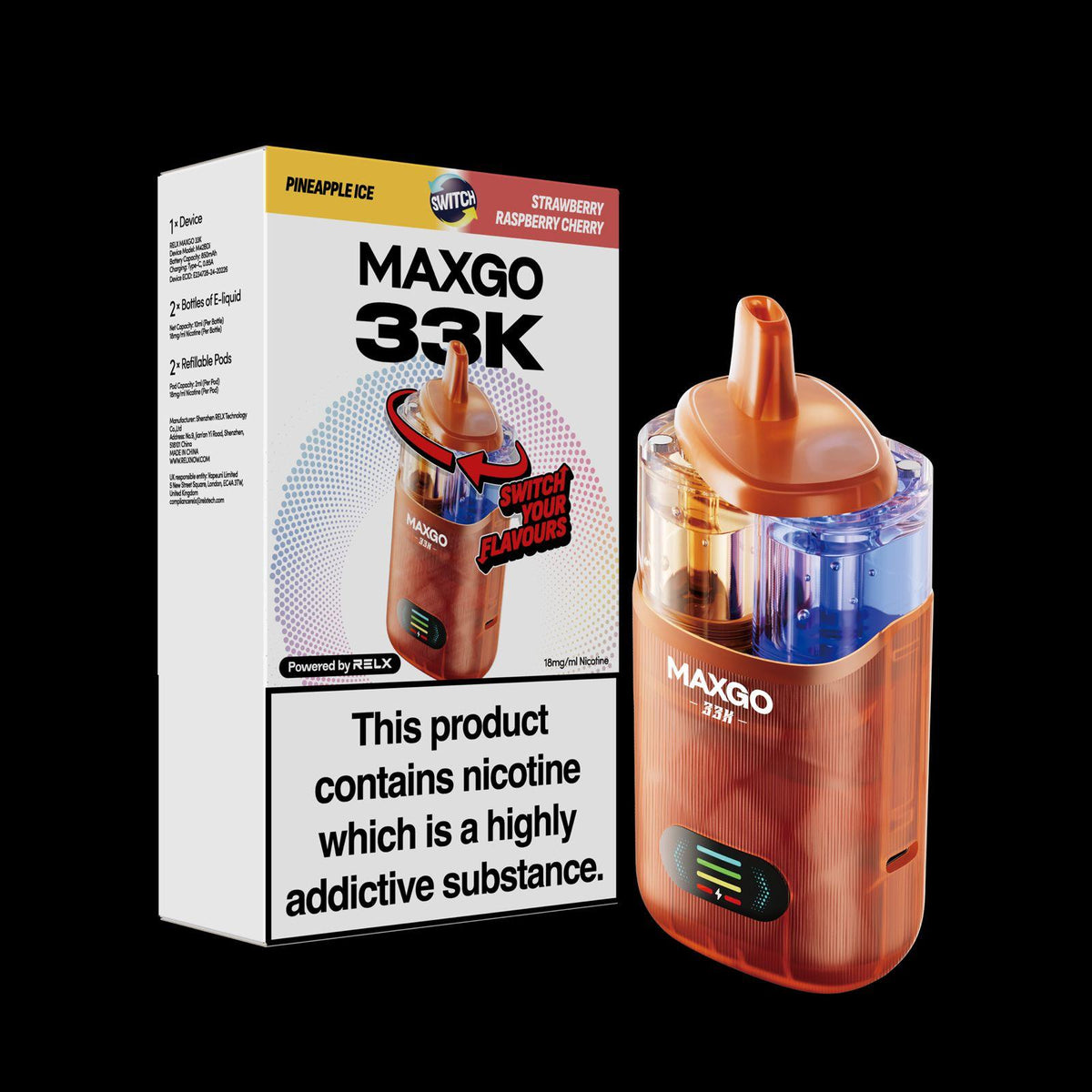 Buy MAXGO 33k Puffs Vape Kit Box of 3 - Pineapple Ice + Strawberry Raspberry Cherry