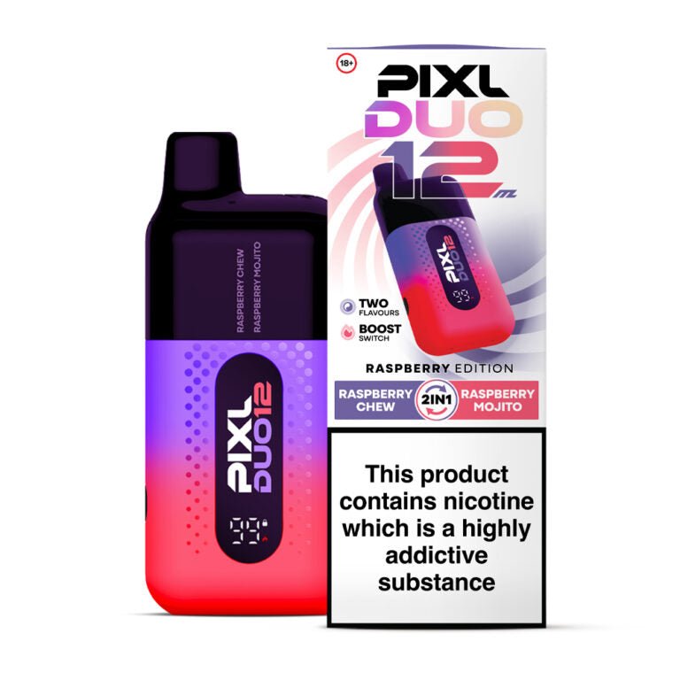 Buy Pixl Duo 12000 Disposable Vape Box of 5 - Raspberry Edition