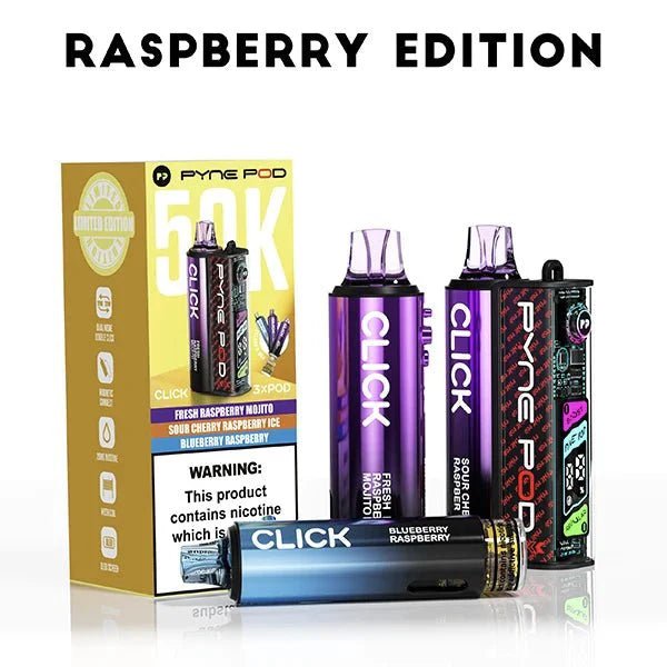 Buy Pyne Pod Click 50k Prefilled Pod Vape Kit Box of 5 - Raspberry Edition