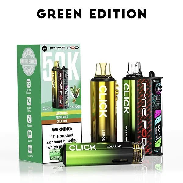 Buy Pyne Pod Click 50k Prefilled Pod Vape Kit Box of 5 - Green Edition