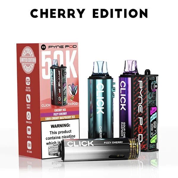 Buy Pyne Pod Click 50k Prefilled Pod Vape Kit Box of 5 - Cherry Edition