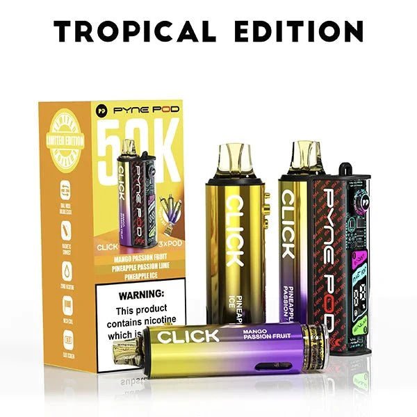 Buy Pyne Pod Click 50k Prefilled Pod Vape Kit Box of 5 - Tropical Edition
