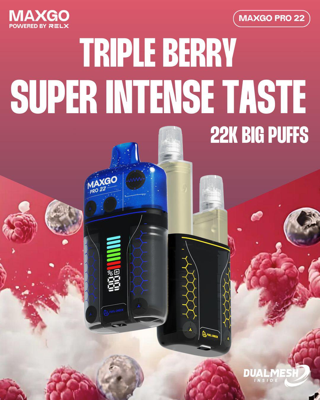 Buy RELX Maxgo 22k Disposable Vape Box of 5 - Triple Berry