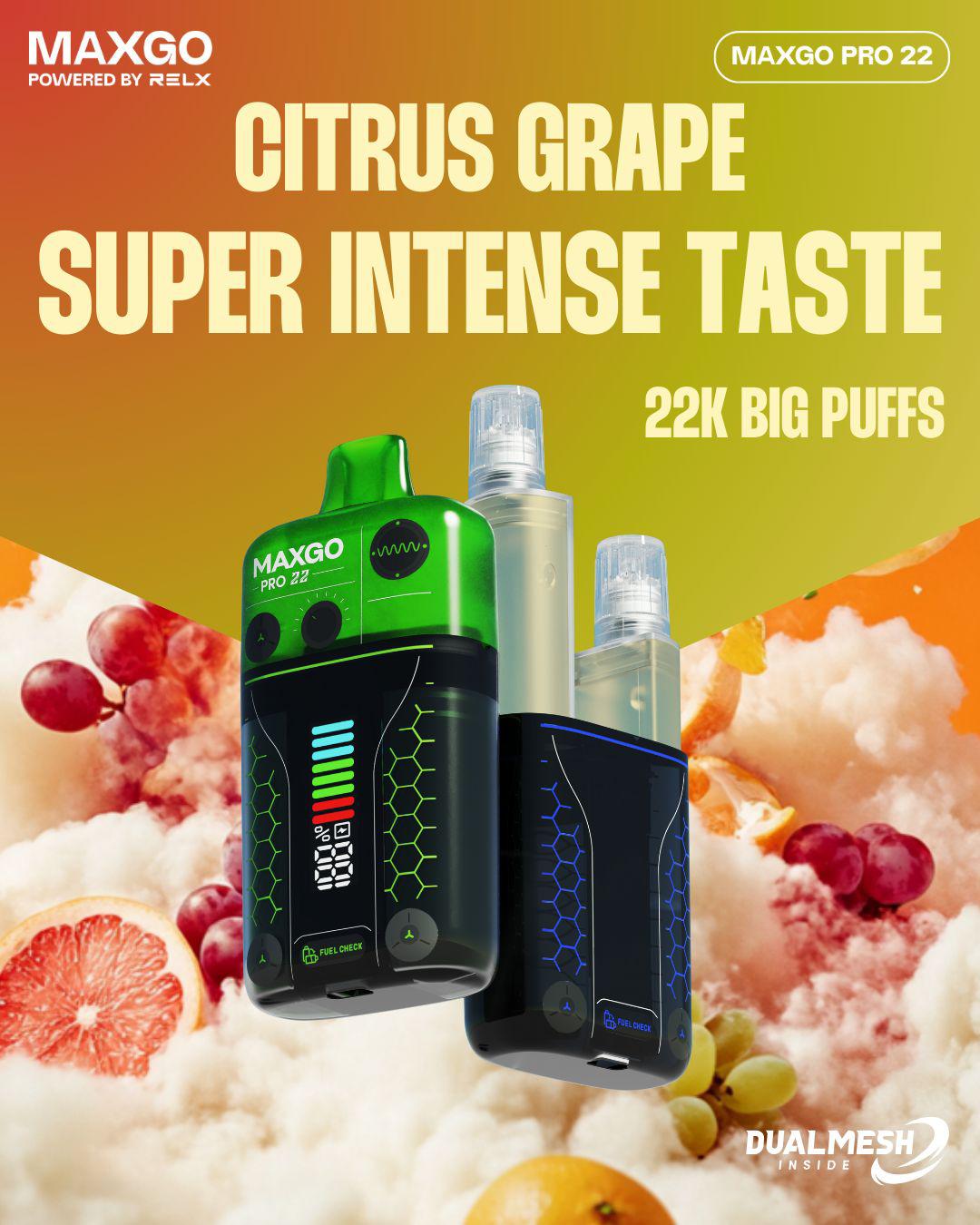 Buy RELX Maxgo 22k Disposable Vape Box of 5 - Citrus Grape