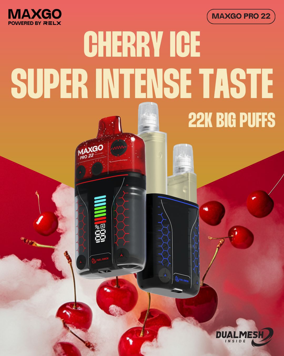 Buy RELX Maxgo 22k Disposable Vape Box of 5 - Cherry Ice