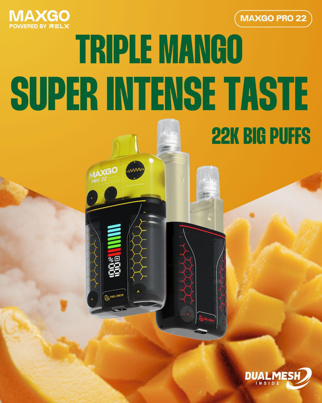 Buy RELX Maxgo 22k Disposable Vape Box of 5 - Triple Mango