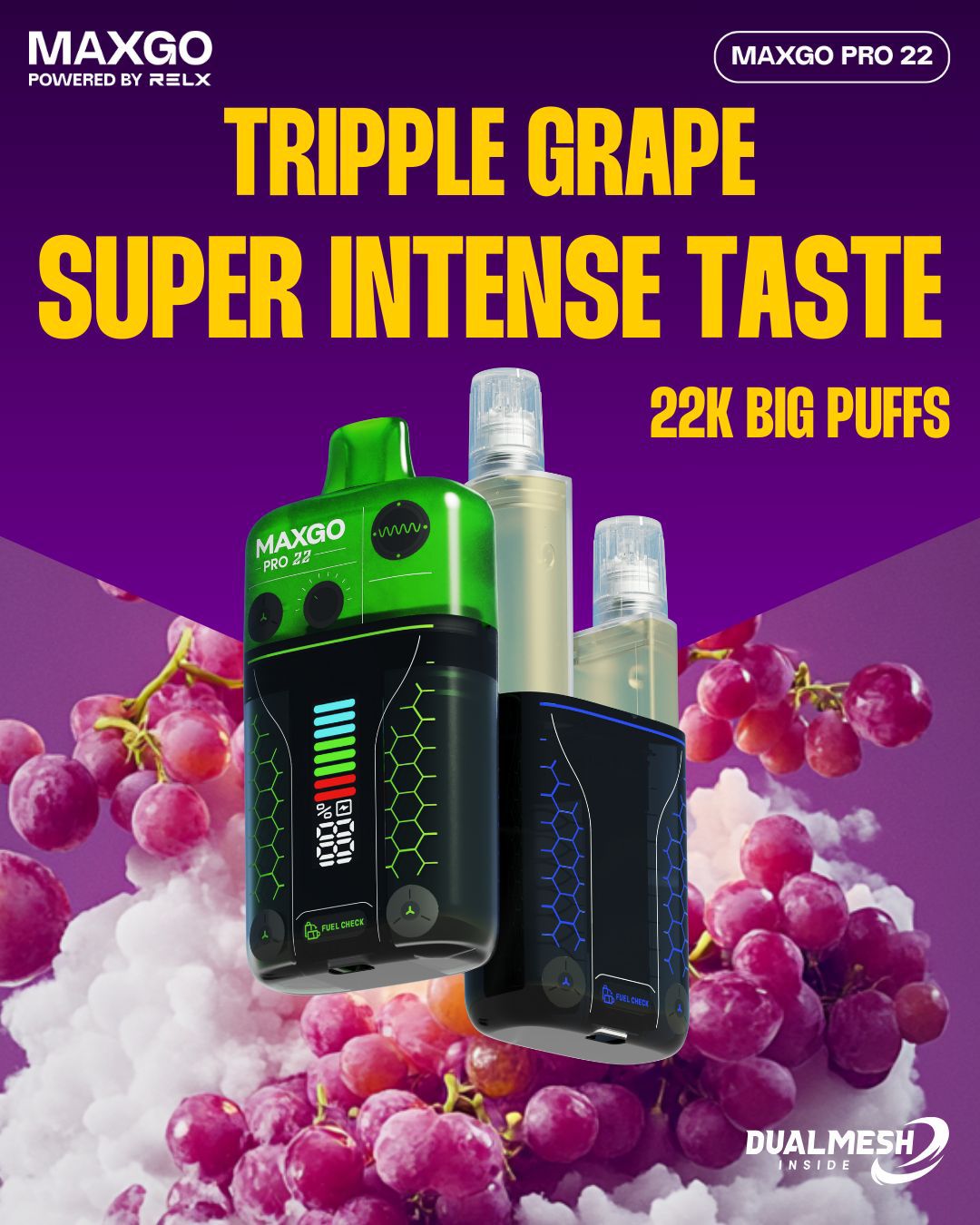 Buy RELX Maxgo 22k Disposable Vape Box of 5 - Triple Grape