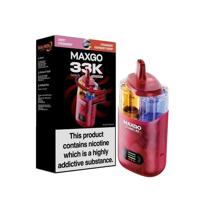 Buy Relx Maxgo 33k Prefilled Pod Vape Kit Pack of 3 - Sweet Strawberry + Strawberry Raspberry Cherry