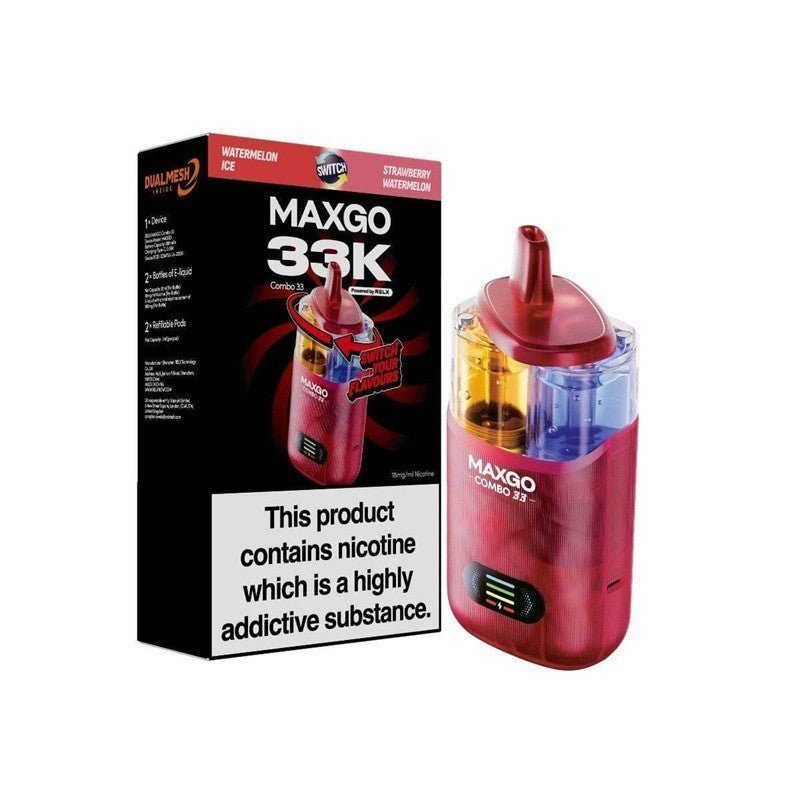 Buy Relx Maxgo 33k Prefilled Pod Vape Kit Pack of 3 - Watermelon Ice + Strawberry Watermelon