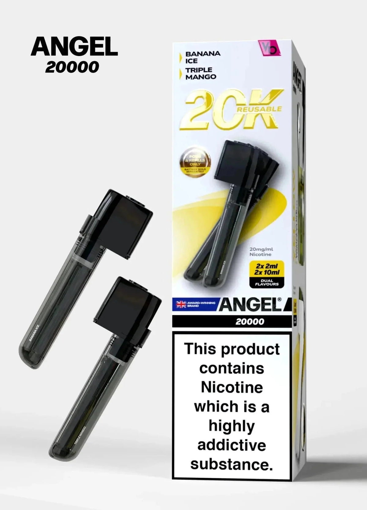 Buy Vapes Bars Angel 20000 Prefilled Pods Box of 5 - Yellow Edition