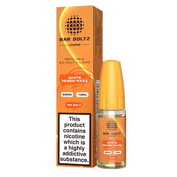 Buy Bar Soltz Legend Nic Salts 10ml E - liquids - Box of 10 - White Peach Razz