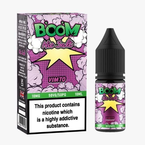 Buy Boom Nic Salts 10ml E - liquids - Box of 10 - Vimto